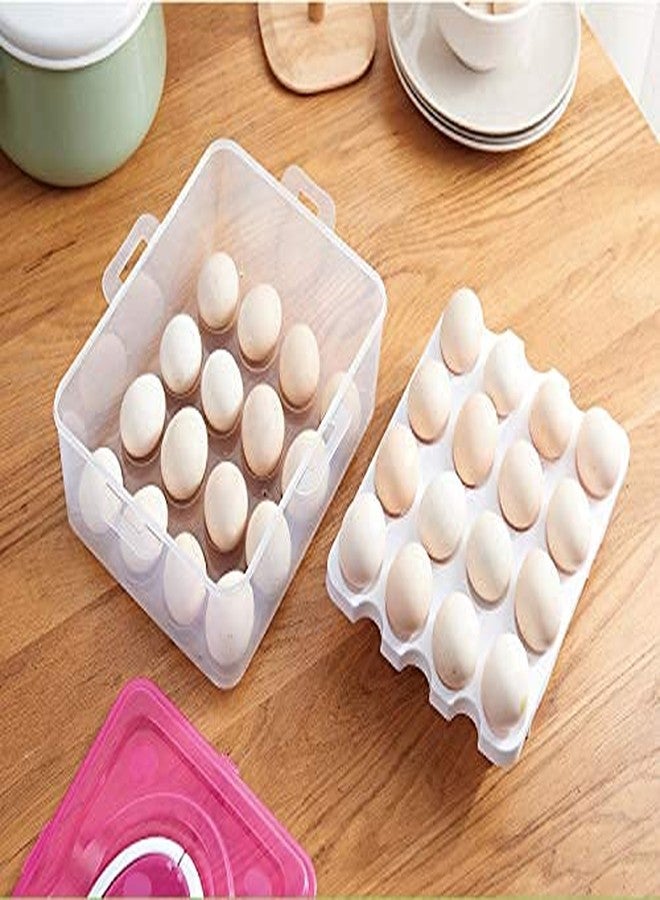 GBEX Double Layer 32 Grid Egg Storage Box for Refrigerator Kitchen Food and Vegetable Egg Storage Container Wit Lid (Pink) - Image 4